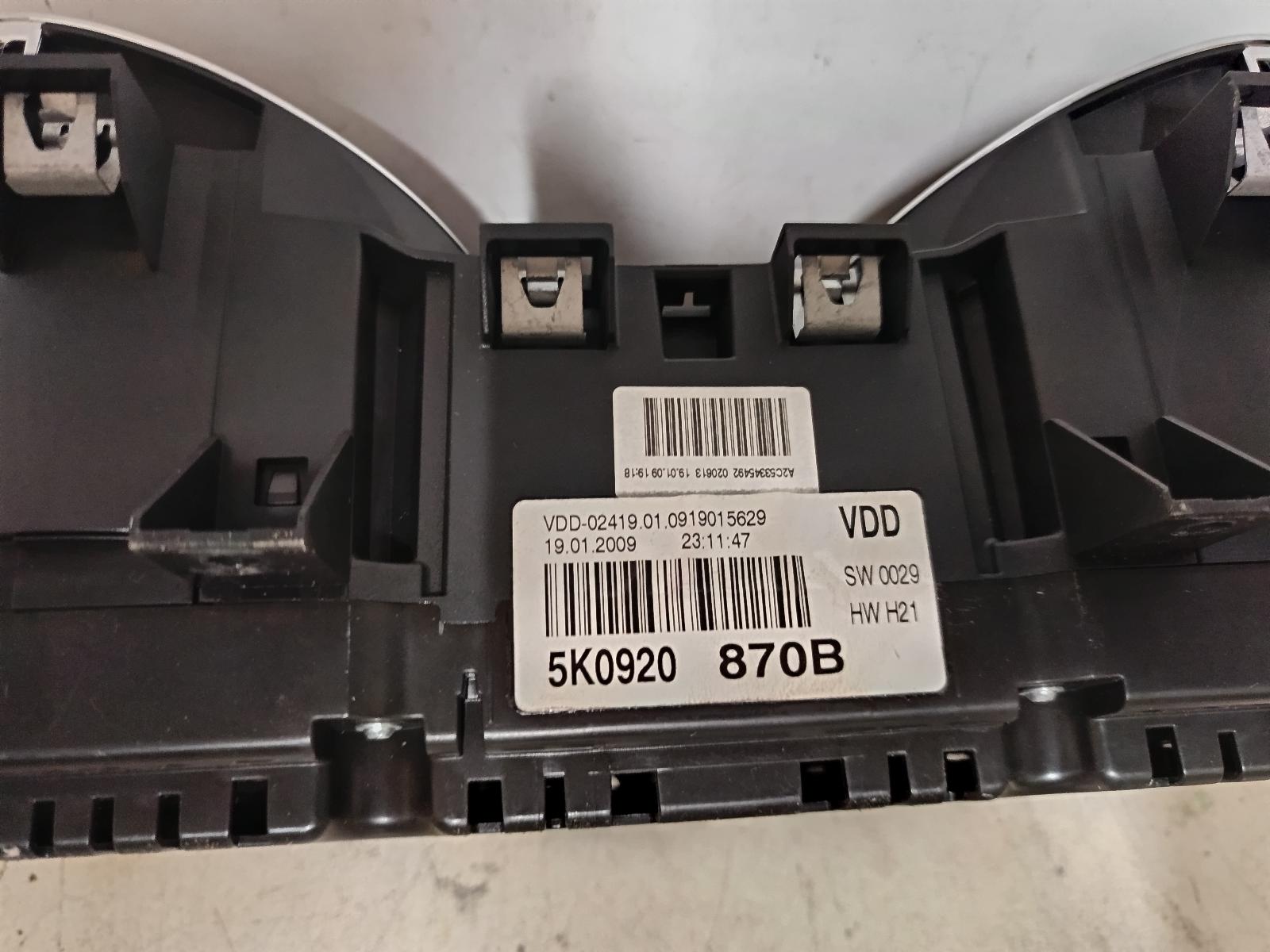 2009 VOLKSWAGEN GOLF Instrument Cluster Contact us for Photo
