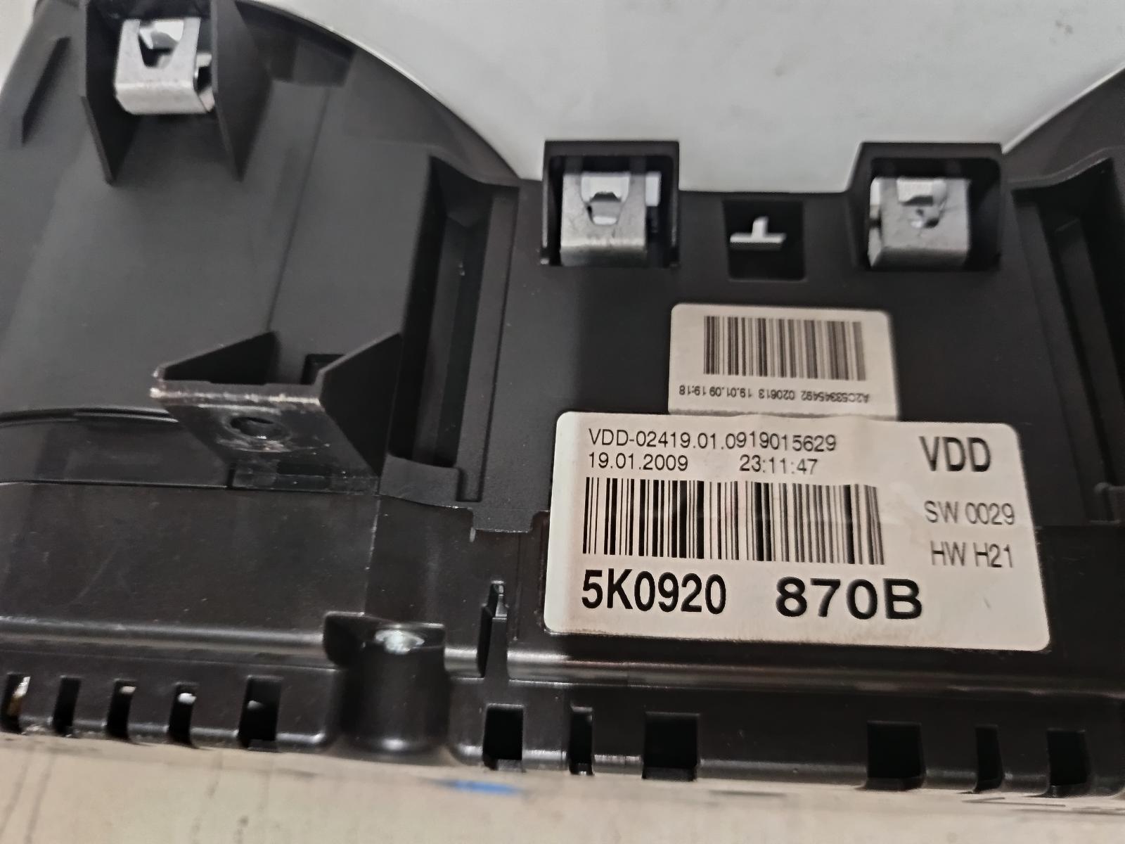 2009 VOLKSWAGEN GOLF Instrument Cluster Contact us for Photo