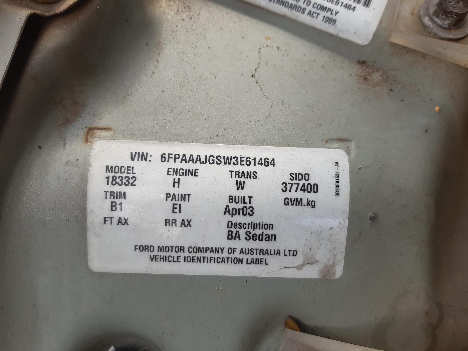 2003 FORD FALCON Abs Sensor Contact us for Photo