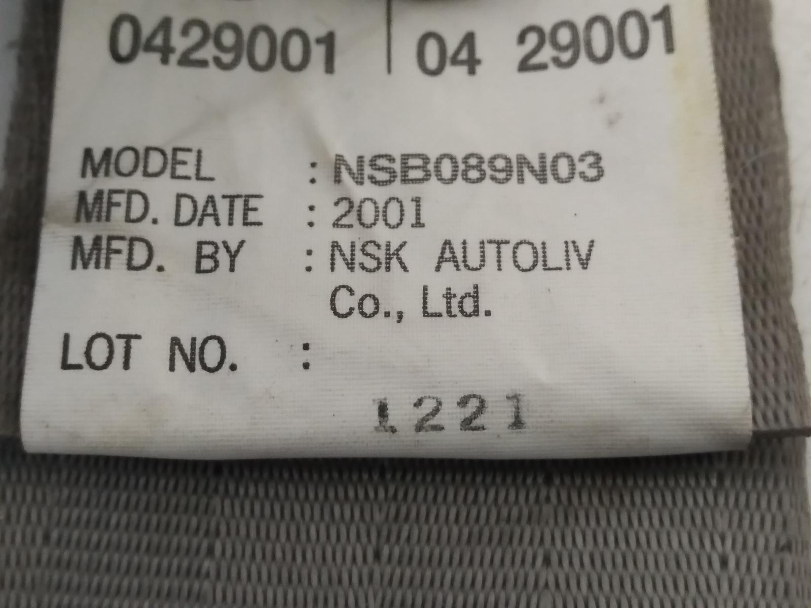 2003 NISSAN CEFIRO (NZ ONLY) Seatbelt/Stalk Contact us for Photo